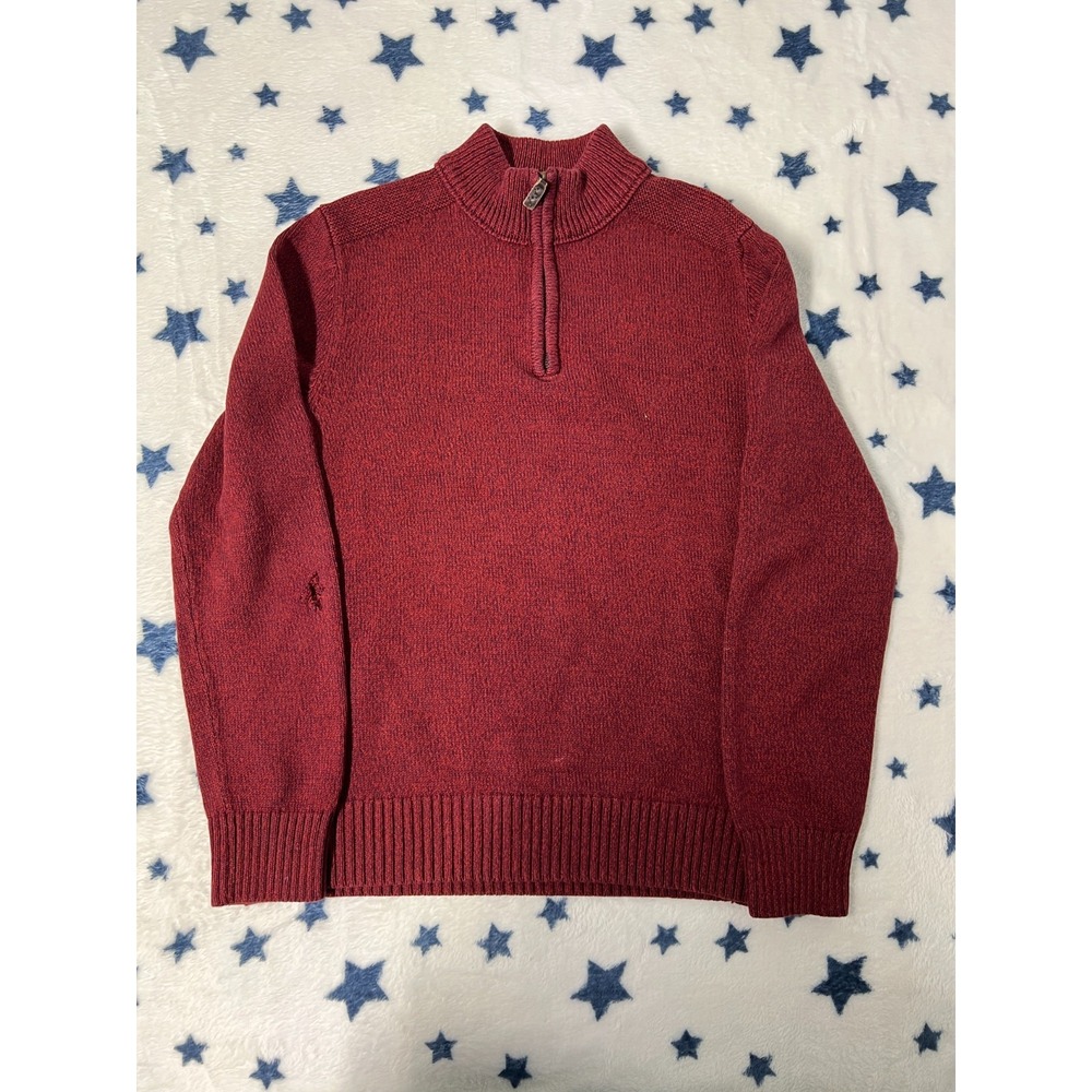 Eddie Bauer Men's Quarter-Zip Sweater Jacket Size TL Red Knit Fleece